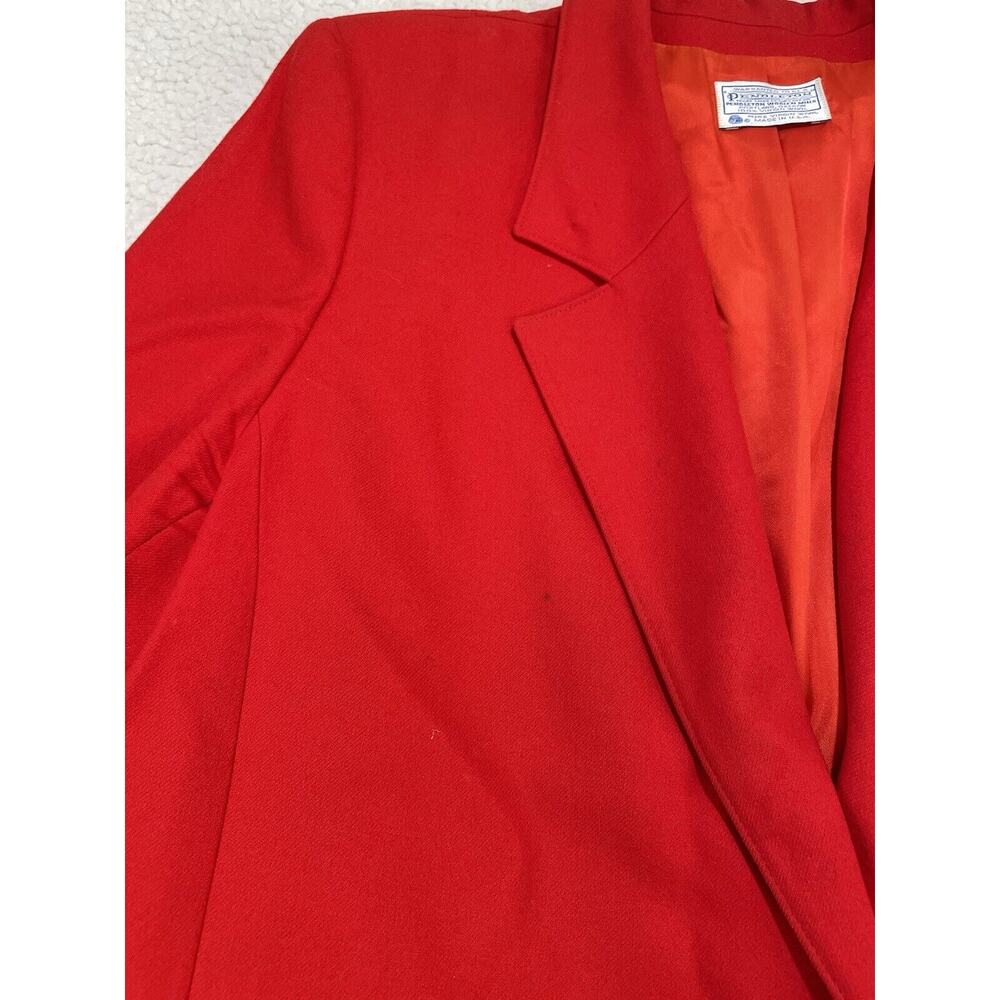 Vintage Pendleton Womens Plus 22W 100% Virgin Wool Coat Blazer Red Academia USA - Picture 7 of 16